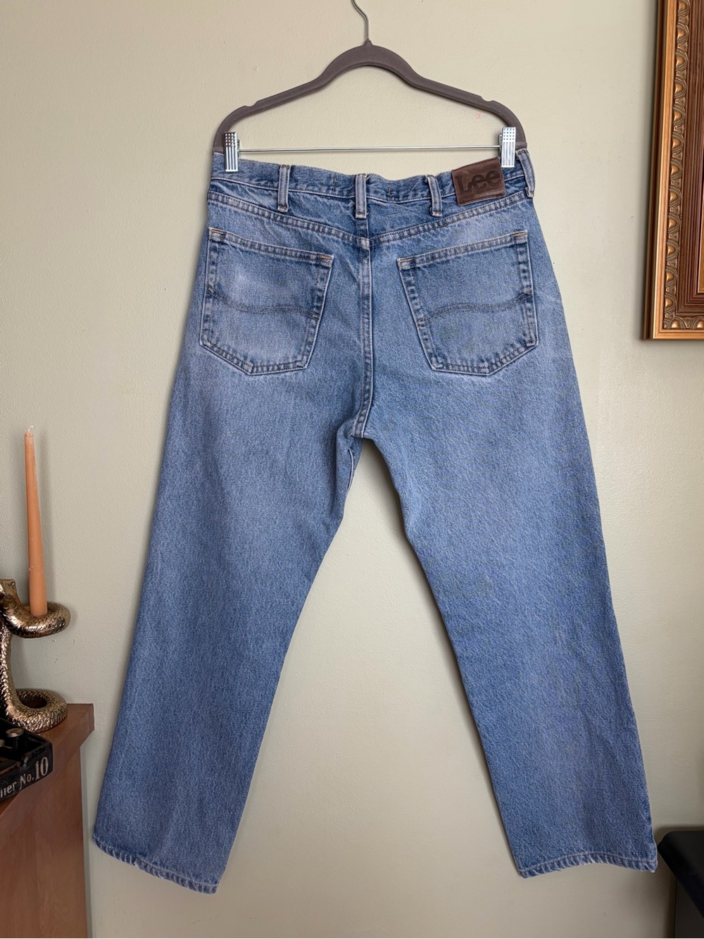 Lee Relaxed Regular Fit Light Blue Men's Denim Jeans Size 34x29 Outdoors Casual